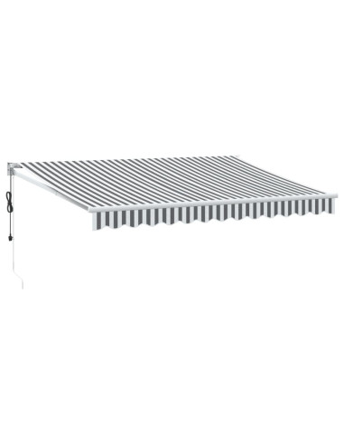 Tenda Retrattile Antracite e Bianca 3,5x2,5m Tessuto/Alluminio