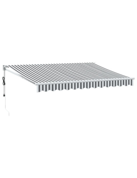 Tenda Retrattile Antracite e Bianca 3,5x2,5m Tessuto/Alluminio