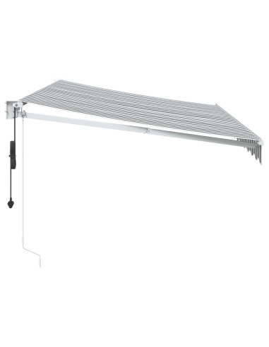 Tenda Retrattile Antracite e Bianca 3,5x2,5m Tessuto/Alluminio