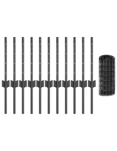 Set di Recinzione Euro  Set di 2 Grigio Acciaio Verniciato a Polvere