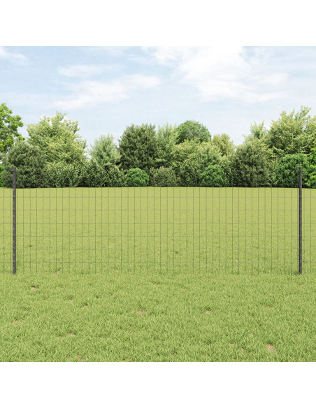 Recinzione con Posto Grigio 0,8 x 25 m Acciaio e PVC