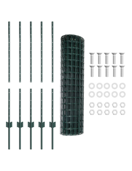 Recinzione Euro  con 5 Post U Verde 1x10 m Acciaio