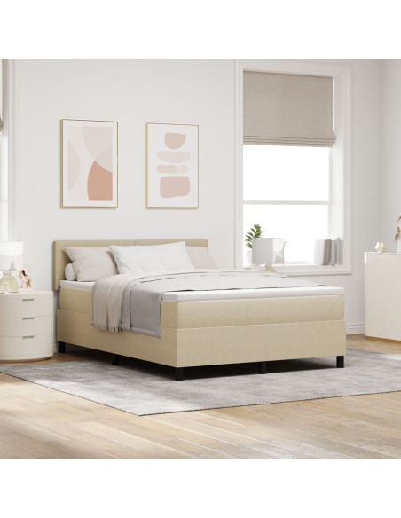 Letto a Molle  con Materasso Verde Chiaro Grigio 140x200 cm Tessuto Corduroy