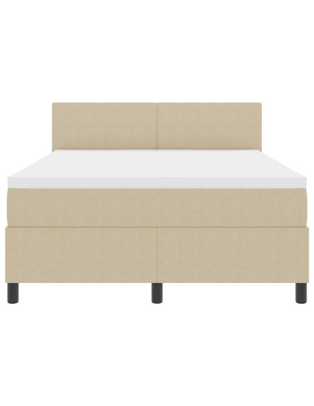 Letto a Molle  con Materasso Verde Chiaro Grigio 140x200 cm Tessuto Corduroy