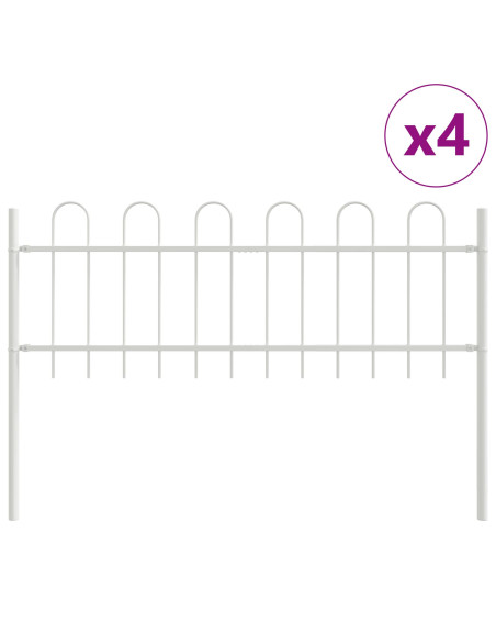 Recinzione da Giardino Bianca con Punta a Pipa 6,8x0,6 m in Acciaio