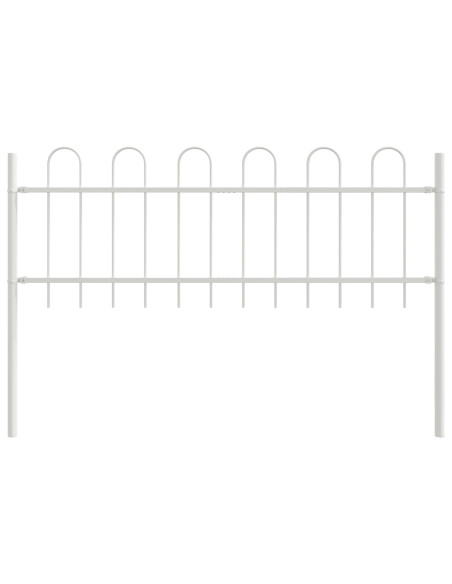 Recinzione da Giardino Bianca con Punta a Pipa 6,8x0,6 m in Acciaio