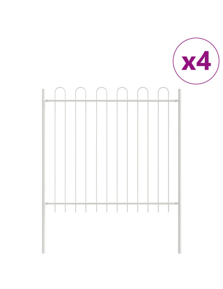 Recinzione da Giardino  con Parte Superiore a Gancio Bianca 6,8x1,5 m in Acciaio