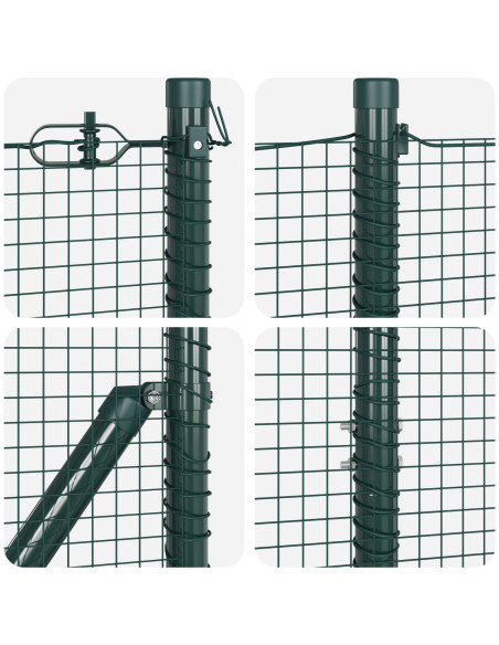 Recinzione in Rete Saldato  con 13 Pali Picchetti Verde 1.5x50 m Acciaio