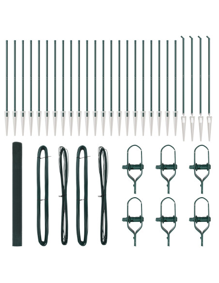 Recinzione in Rete Saldato  con 13 Pali Picchetti Verde 1.5x50 m Acciaio
