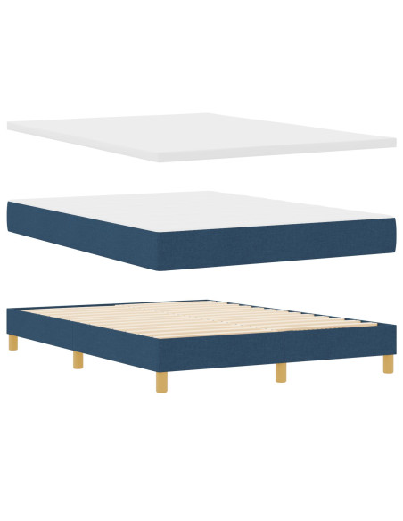Letto con Box Spring e Materasso Blu 140x190 cm Tessuto
