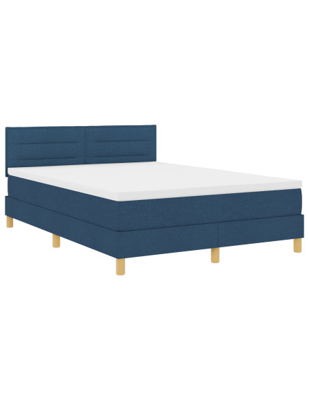 Letto con Box Spring e Materasso Blu 140x190 cm Tessuto