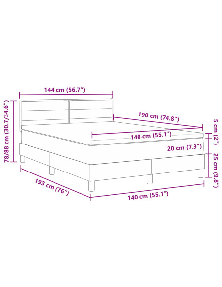 Letto con Box Spring e Materasso Blu 140x190 cm Tessuto