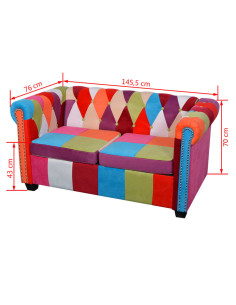 Divano Chesterfield a 2 Posti in Tessuto