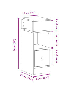 Comodino con Cassetto Rovere Artigianale 25x31x66 cm