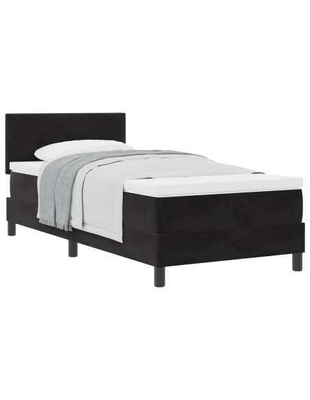 Letto con rete a molle e materasso Nero Singolo Velluto