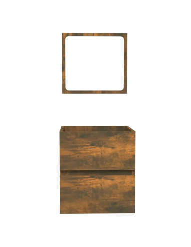 Mobile da Bagno con Specchio Rovere Fumo in Legno Multistrato