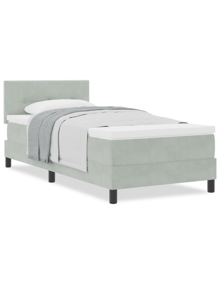 Letto con Rete a Doghe e Materasso Grigio Chiaro Singolo in Velluto