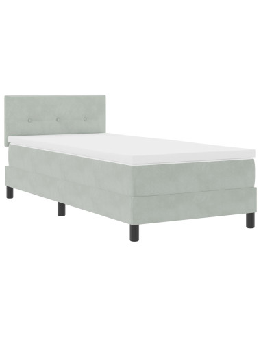 Letto a molle con materasso Grigio chiaro 90 x 190 cm Velluto