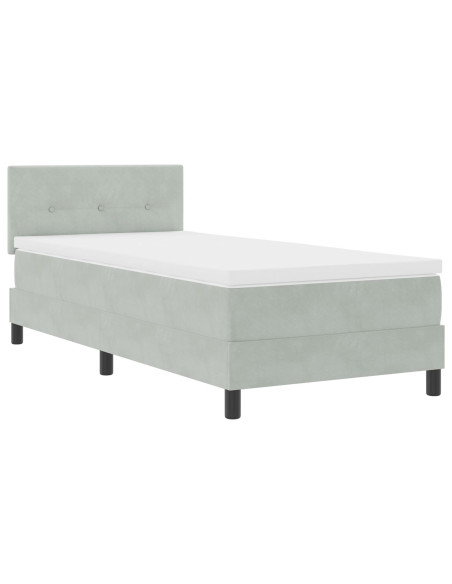 Letto a molle con materasso Grigio chiaro 90 x 190 cm Velluto