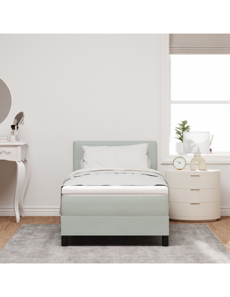 Letto a molle con materasso Grigio chiaro 90 x 190 cm Velluto