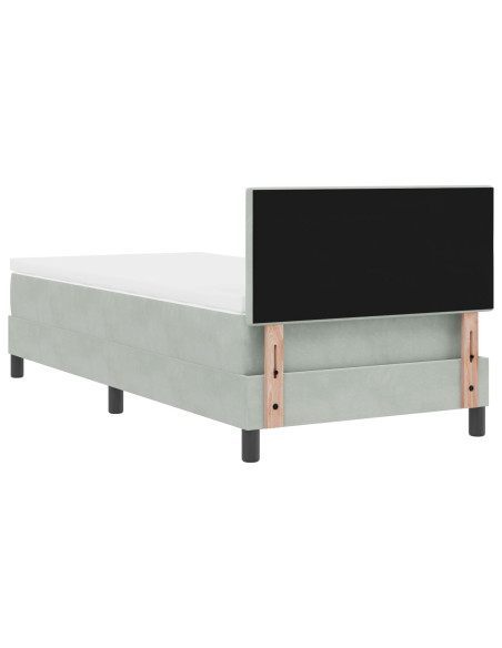 Letto con Rete a Doghe e Materasso Grigio Chiaro Singolo in Velluto