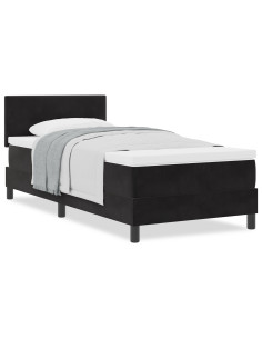 Letto a molle con materasso Nero 90 x 190 cm Velluto 2