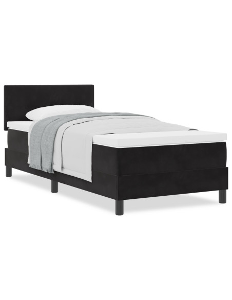 Letto a molle con materasso Nero 90 x 190 cm Velluto
