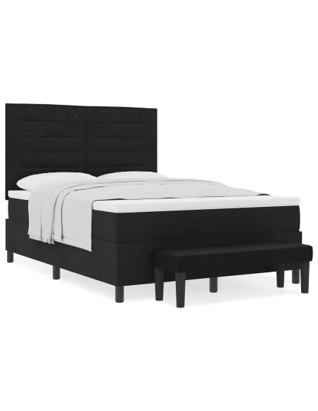 Letto a Box Spring con Materasso e Panchina Nero 140x200 cm Tessuto