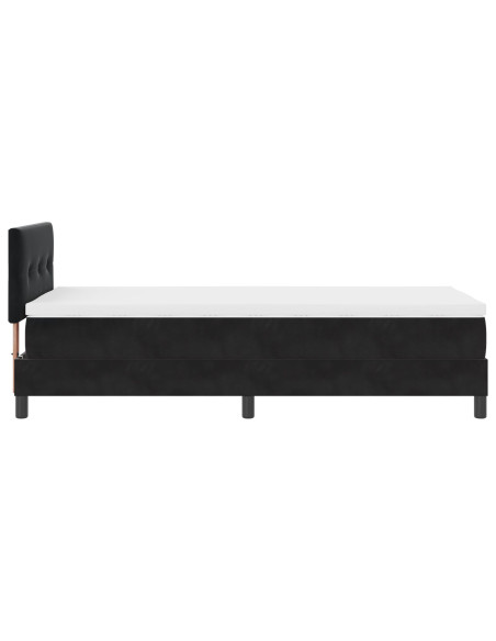 Letto con rete a molle e materasso Nero Singolo Velluto