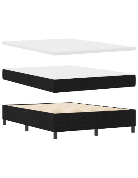 Letto a Box Spring con Materasso e Panchina Nero 140x200 cm Tessuto