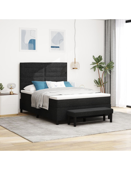 Letto a Box Spring con Materasso e Panchina Nero 140x200 cm Tessuto