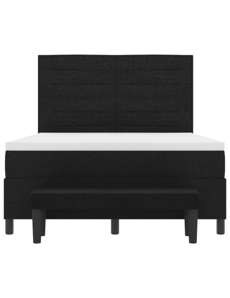 Letto a Box Spring con Materasso e Panchina Nero 140x200 cm Tessuto