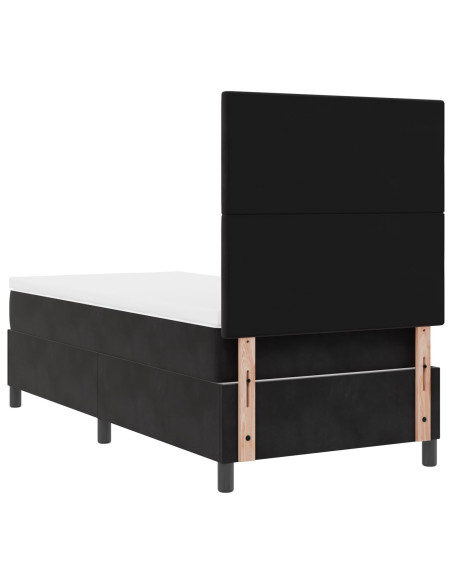 Letto Box Spring con Materasso Nero Singolo Velluto