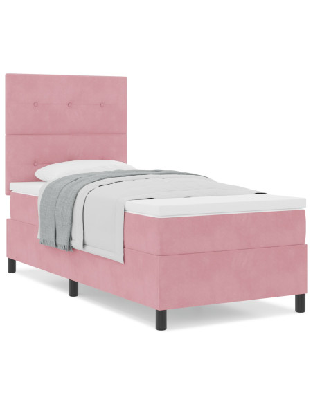 Letto a molle con materasso  Rosa Singolo Velluto