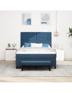 Letto a molle con materasso Blu 140 x 200 cm Tessuto 2