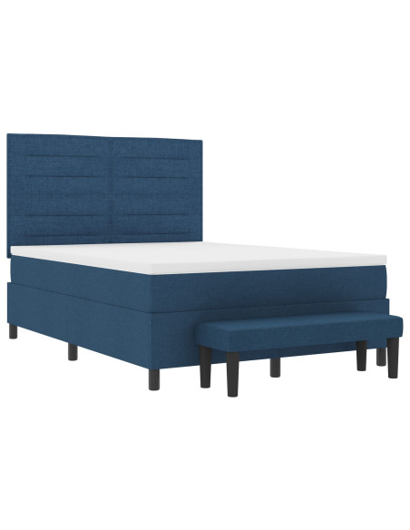 Letto a Molle con Materasso e Panchina Blu 140x200 cm Tessuto