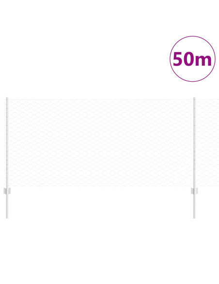 Pali di Recinzione 10 pz U-Channel 140 cm Acciaio Galvanizzato,  Recinzione Esagonale 1x50 m Acciaio Galvanizzato