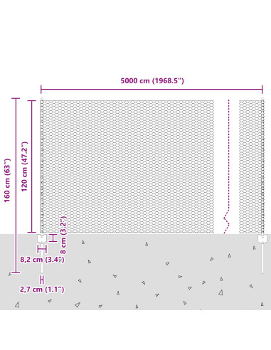 Recinzione con Posto Argento 1,2 x 50 m Acciaio