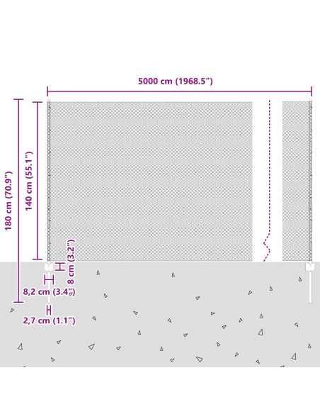 Recinzione con Posto Argento 1,4 x 50 m Acciaio