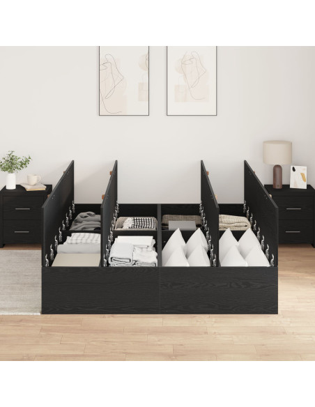 Struttura Letto con Contenitore Rovere Nero 140x190 cm