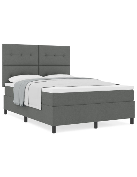 Letto Box Spring con Materasso Grigio Scuro 140x190 cm Tessuto