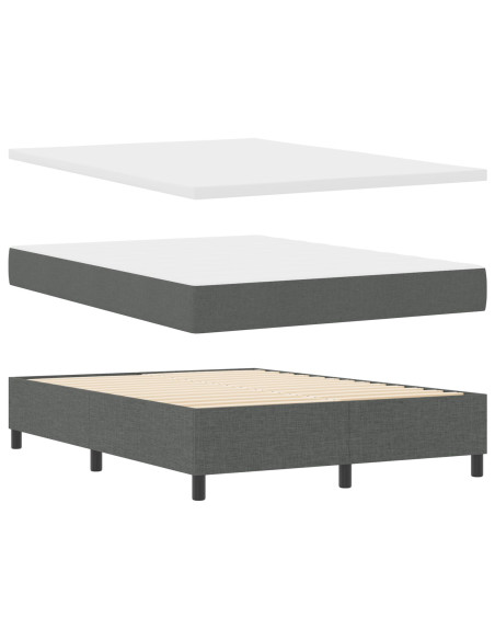 Letto Box Spring con Materasso Grigio Scuro 140x190 cm Tessuto
