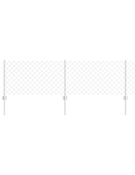 Recinzione a Rete  con 10 Pali U Argento 0.6x10 m Acciaio