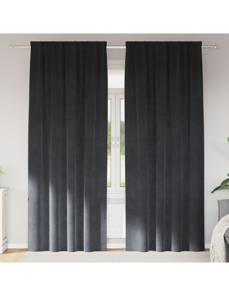 Tende oscuranti  con nastro in alto 2 pz Grigio chiaro in velluto
