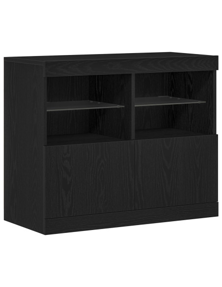 Credenza  con Luci LED Rovere Nero 81x37x67 cm