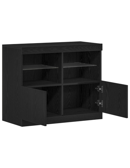 Credenza  con Luci LED Rovere Nero 81x37x67 cm