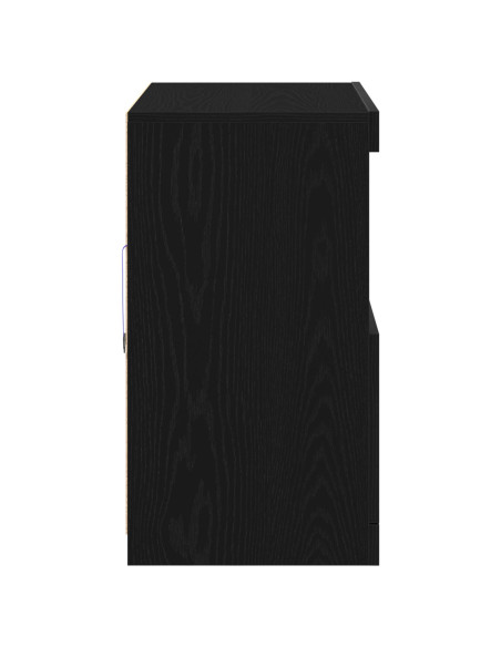 Credenza  con Luci LED Rovere Nero 81x37x67 cm