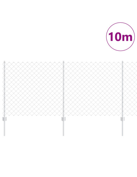 Recinzione a catena  con 20 post in argento 1x10 m acciaio