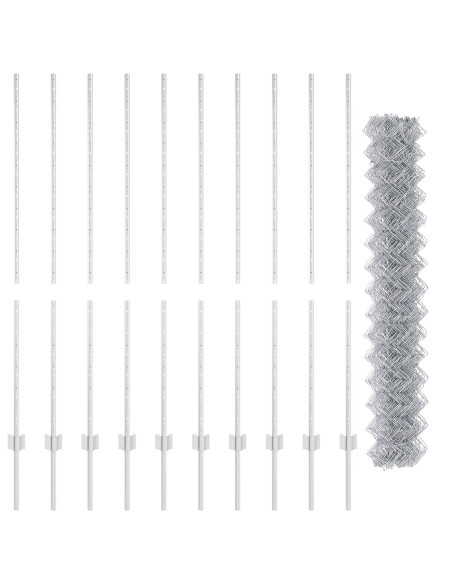 Recinzione a Maglie  con 20 U Posts Argento 1.4x10 m Acciaio