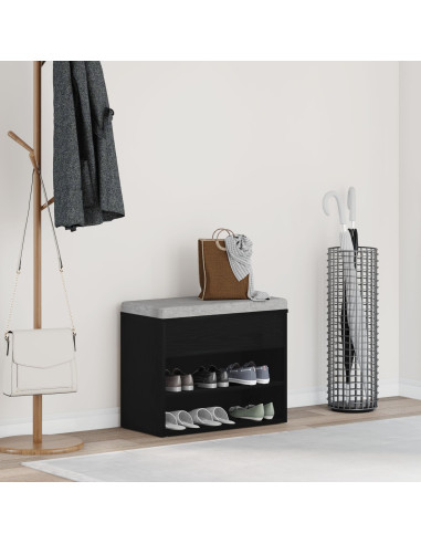 Panca per scarpe Rovere Nero 60 x 30 x 45 cm Legno multistrato